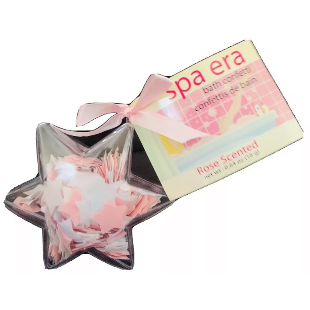 New Spa Era Rose Scented Pink White Star Bath Confetti Essential Oils Hydrates